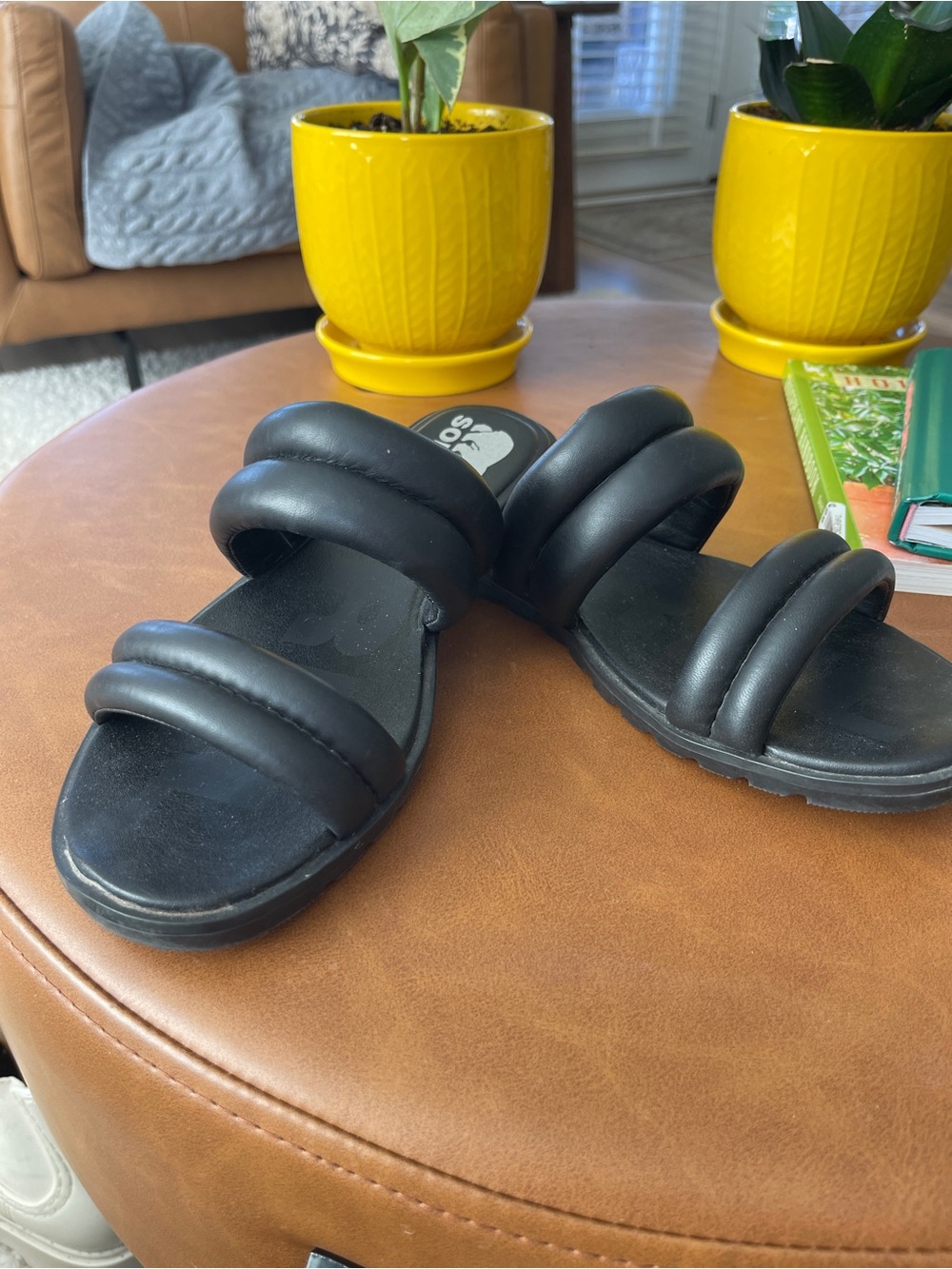 Sorel Black Women’s Padded Double-Strap Slide Sandals